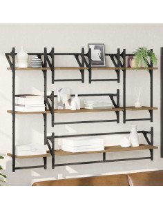 Set mensole da parete 6 pcs Rovere artigianale 100 x 25 x 30 cm