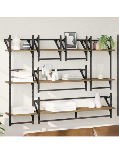 Set mensole da parete 6 pcs Rovere artigianale 100 x 25 x 30 cm