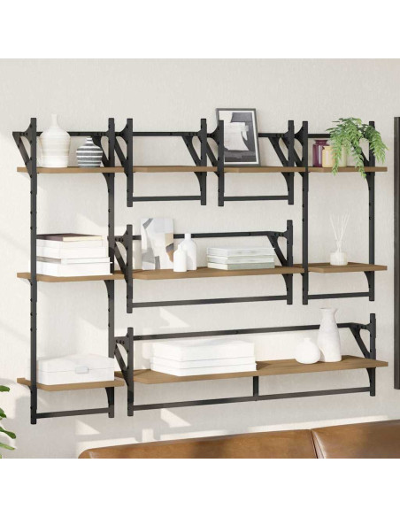 Set mensole da parete 6 pcs Rovere artigianale 100 x 25 x 30 cm