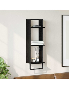 Scaffale da parete con lo scaffale Rovere Nero 30 x 25 x 100 cm