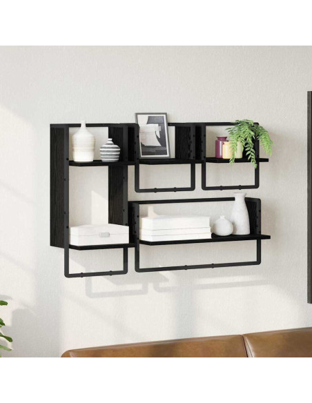 Set mensole da parete 4 pcs Rovere Nero 65 x 25 x 30 cm