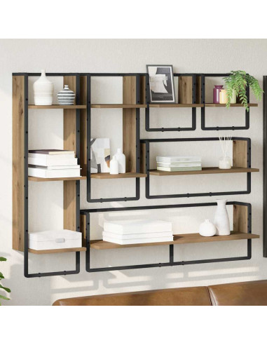 Set mensole da parete 6 pcs Rovere artigianale 100 x 25 x 30 cm