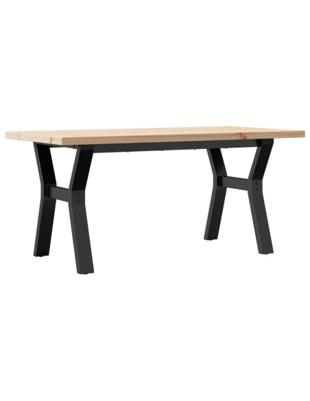 Tavolino Salotto Telaio a Y 100x50x45,5 cm Legno Pino e Acciaio