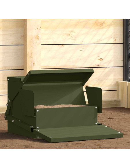 Mangiatore a Pedale per Pollo Verde oliva 50 x 40 x 29 cm
