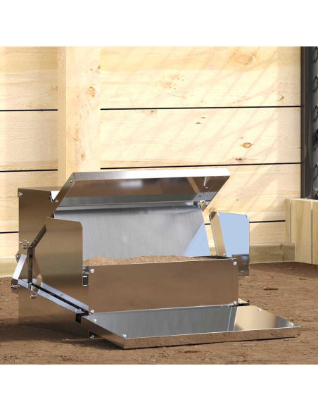 Mangiatore a Pedale per Pollo Argento 50 x 40 x 29 cm
