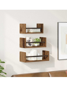 Set mensole da parete 3 pcs Legno vecchio 40x16x14cm