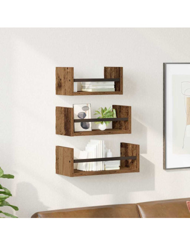 Set mensole da parete 3 pcs Legno vecchio 40x16x14cm