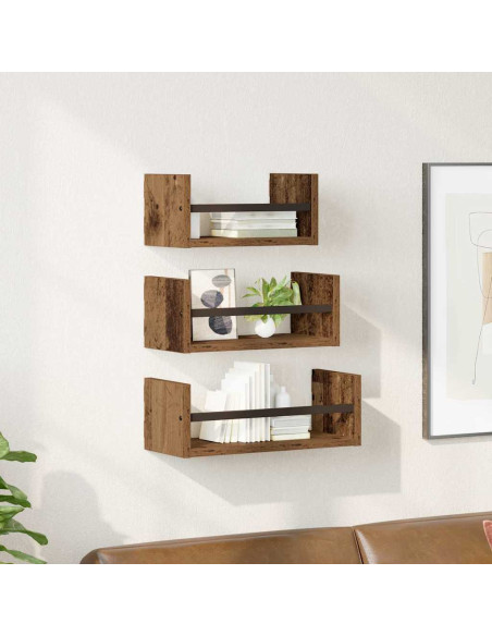 Set mensole da parete 3 pcs Legno vecchio 40x16x14cm