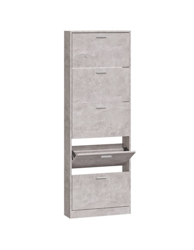 Scarpiera Grigio Cemento 59x17x169 cm in Legno Multistrato