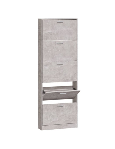 Scarpiera Grigio Cemento 59x17x169 cm in Legno Multistrato