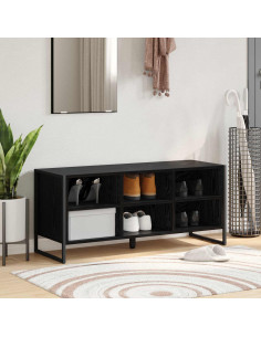 Mobile per scarpe Rovere Nero 60 x 35 x 44 cm Legno multistrato