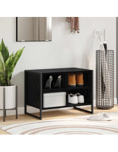 Mobile per scarpe Rovere Nero 60 x 35 x 44 cm Legno multistrato