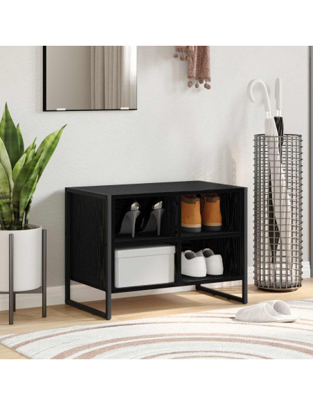 Mobile per scarpe Rovere Nero 60 x 35 x 44 cm Legno multistrato