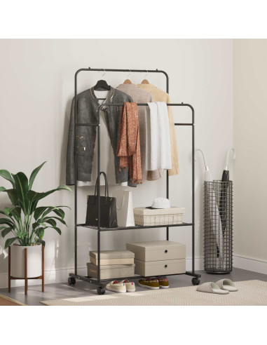 Stendibiancheria con lo scaffale Nero 80 x 53 x 156 cm