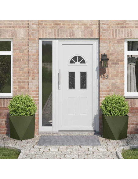 Fioriera 2 pcs Verde oliva 50 x 50 x 50 cm Acciaio