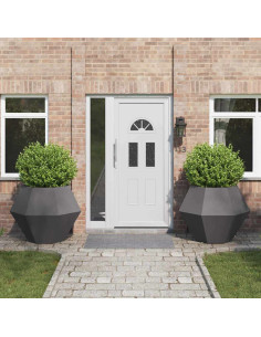 Fioriera 2 pcs Nero 100 x 100 x 80 cm Acciaio