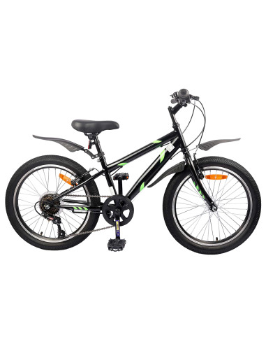 Bicicletta per Bambini 24 Pollici 6-Speed per 8-12 anni Nero