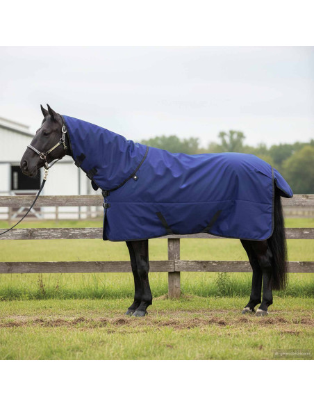 Coperta per Cavalli Verde Scuro e Nero 155 cm Poliestere