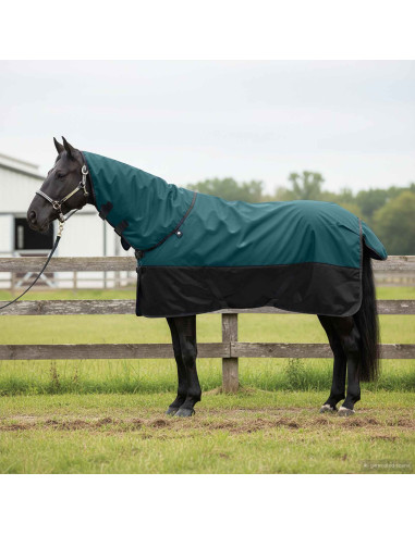 Coperta per Cavalli Verde Scuro e Nero 95 cm Poliestere
