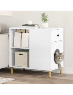 Casa per Gatti Bianco Lucido 72 x 42.5 x 70 cm