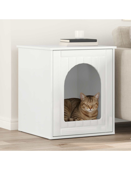 Casa per Gatti Bianco Lucido 53 x 52 x 62 cm Legno multistrato