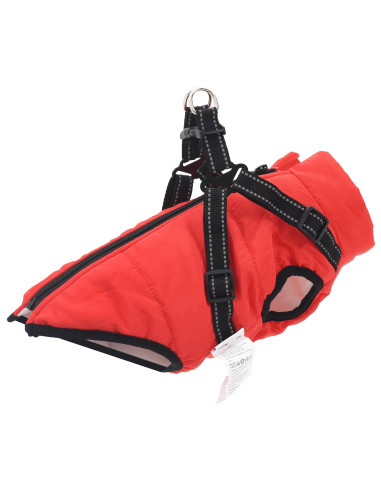 Cappotto per Cani con imbracatura Rosso L36 Pile e Poliestere