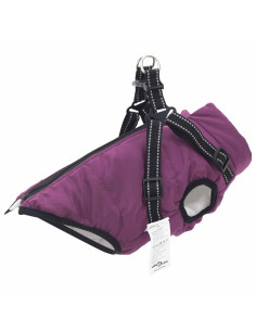 Cappotto per Cani con imbracatura Viola L28 Pile e Poliestere