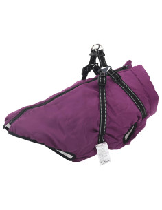 Cappotto per Cani con imbracatura Viola L44 Pile e Poliestere