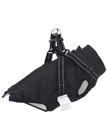 Cappotto per Cani con imbracatura Nero L28 Pile e Poliestere