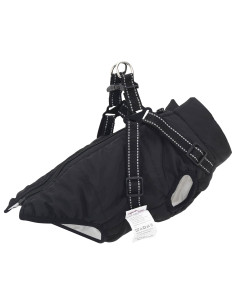 Cappotto per Cani con imbracatura Nero L36 Pile e Poliestere