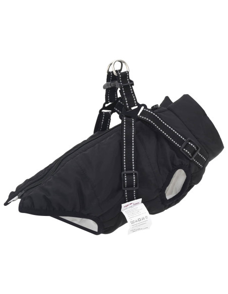 Cappotto per Cani con imbracatura Nero L36 Pile e Poliestere
