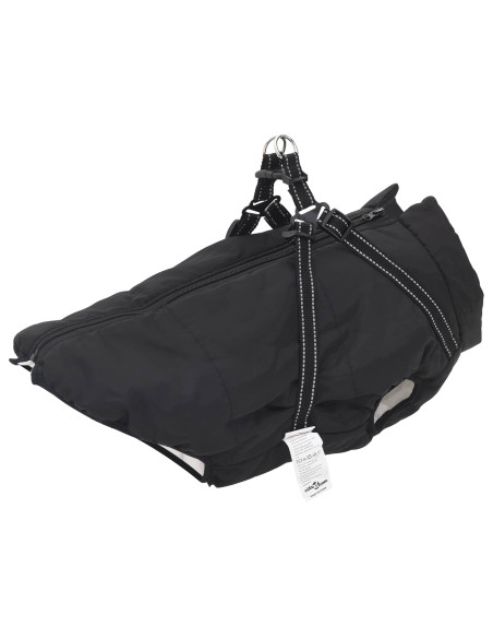 Cappotto per Cani con imbracatura Nero L44 Pile e Poliestere