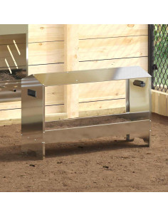 Mangiatoia per polli Argento 81 x 32 x 53,5 cm Acciaio zincato