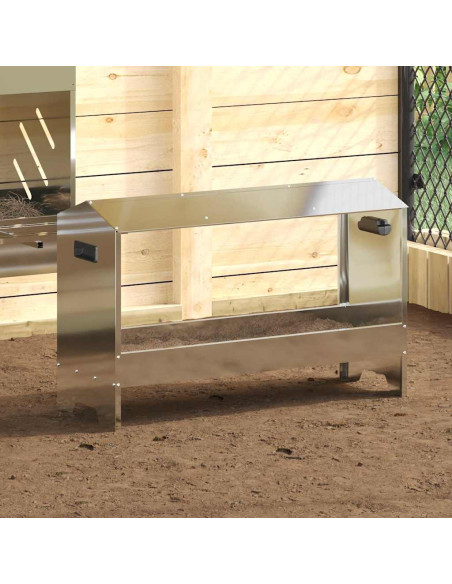 Mangiatoia per polli Argento 81 x 32 x 53,5 cm Acciaio zincato