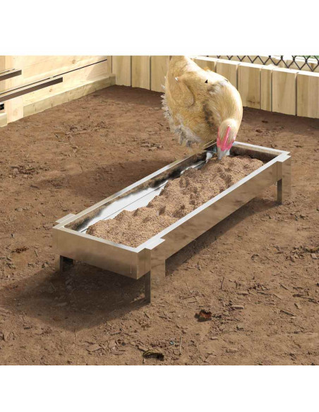 Mangiatoia per polli Argento 80 x 28 x 13.5 cm Acciaio zincato