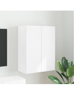 Mobile TV da parete Bianco 59,5 x 31 x 80 cm Legno multistrato