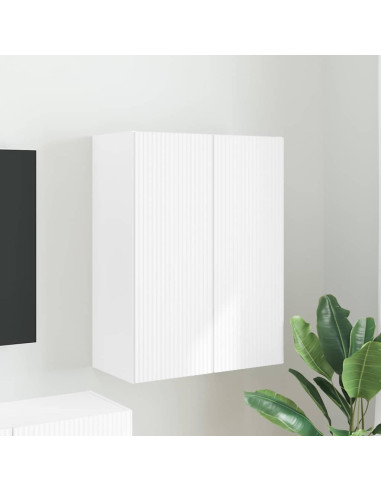 Mobile TV da parete Bianco 59,5 x 31 x 80 cm Legno multistrato