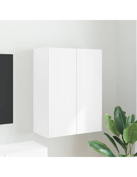 Mobile TV da parete Bianco 59,5 x 31 x 80 cm Legno multistrato