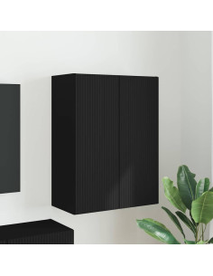 Mobile TV da parete Nero 59,5 x 31 x 80 cm Legno multistrato