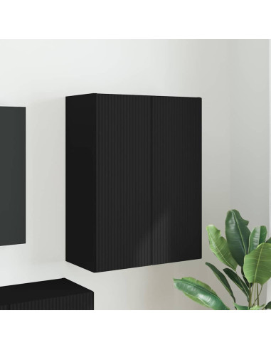 Mobile TV da parete Nero 59,5 x 31 x 80 cm Legno multistrato