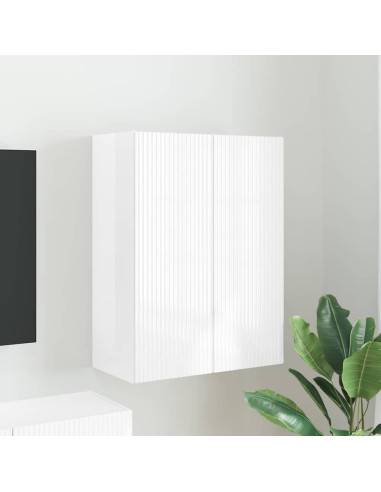 Mobile TV da parete Bianco Lucido 59,5 x 31 x 80 cm