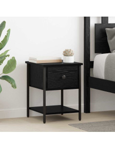 Comodino Rovere Nero 34 x 35,5 x 45 cm Legno multistrato