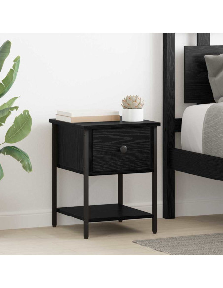 Comodino Rovere Nero 34 x 35,5 x 45 cm Legno multistrato