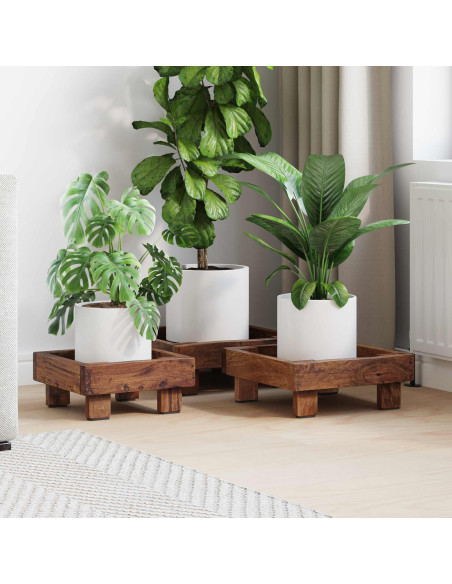 Supporto per piante 3 pcs Marrone Legno di Mogano
