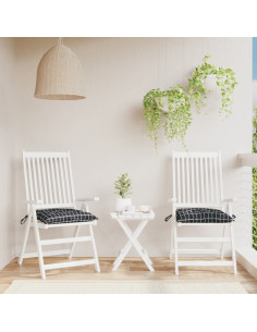 Cuscini per Sedia 2 pz a Quadri Neri 50x50x7 cm Tessuto Oxford