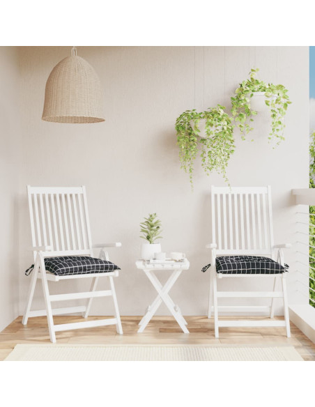 Cuscini per Sedia 2 pz a Quadri Neri 50x50x7 cm Tessuto Oxford