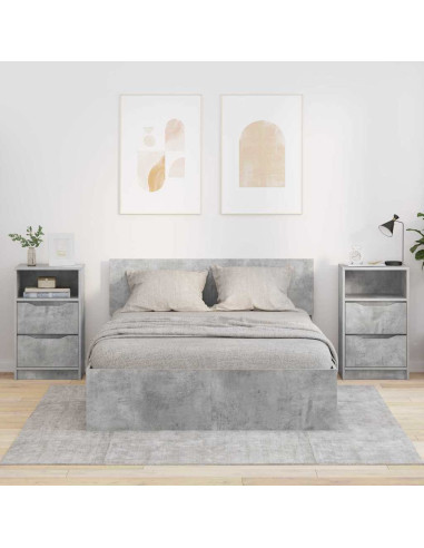 Comodini con cassetto 2 pcs Grigio cemento 40 x 30 x 467 cm