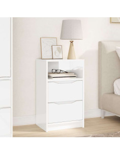 Comodino Bianco Lucido 40 x 30 x 467 cm Legno multistrato