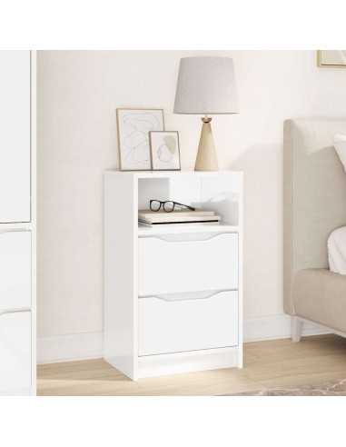 Comodino Bianco Lucido 40 x 30 x 467 cm Legno multistrato