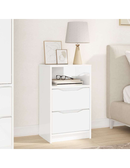 Comodino Bianco Lucido 40 x 30 x 467 cm Legno multistrato